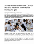 Akshay Kumar thrilled with CBSE move to introduce self-defence training for girls – MumbaiMirror